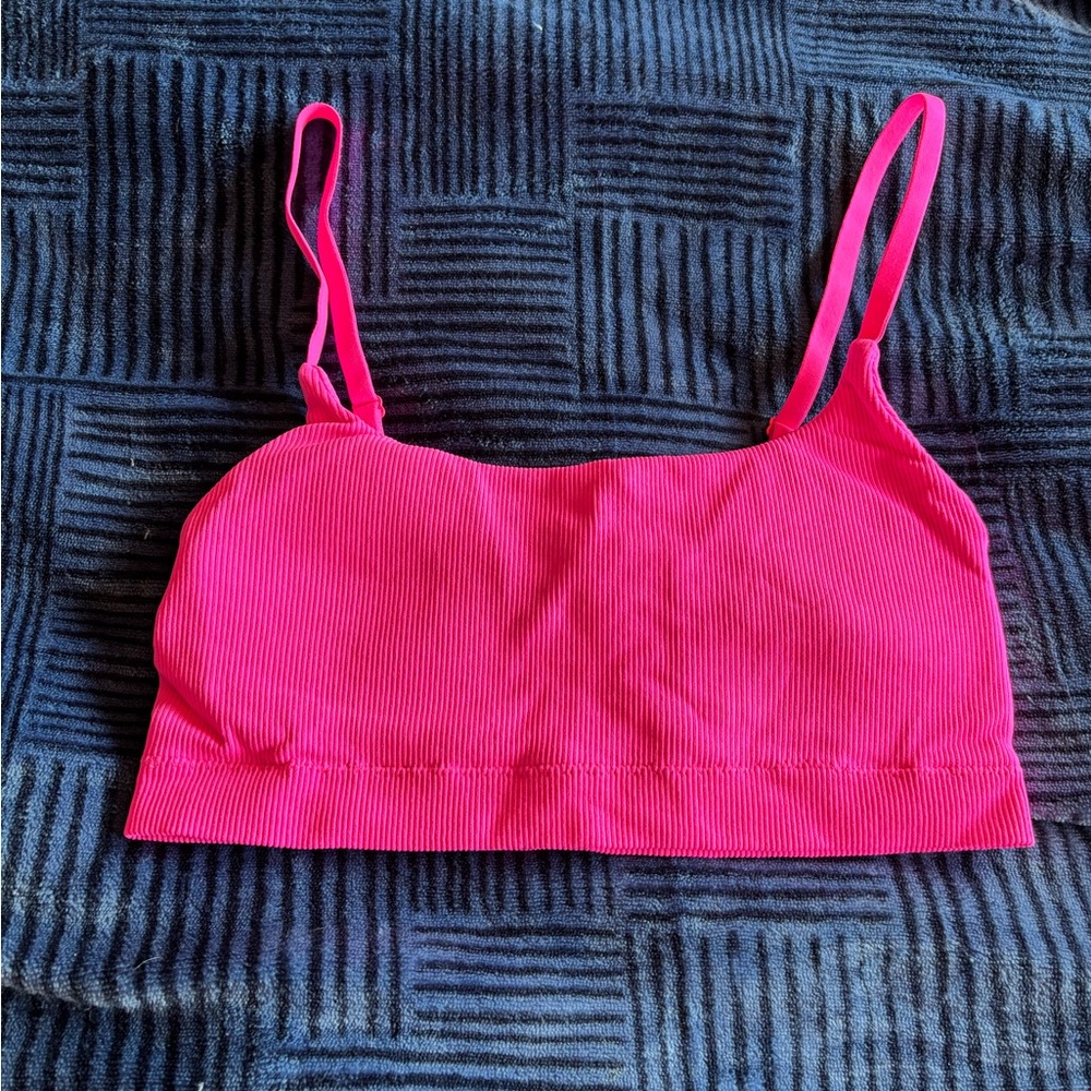 Pink Ribbed Women's Bralette Aerie Brand
